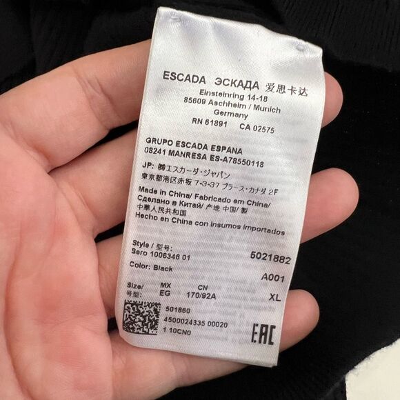 Escada Womens Black Scoop Neck Sleeveless Knit Tank Top Size XL NWT - Picture 7 of 8